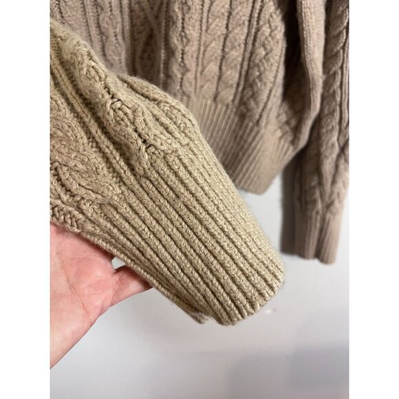 Banana Republic Wool Fisherman Knit Sweater XL Tan Cable Old Money Preppy Retro - Picture 6 of 9